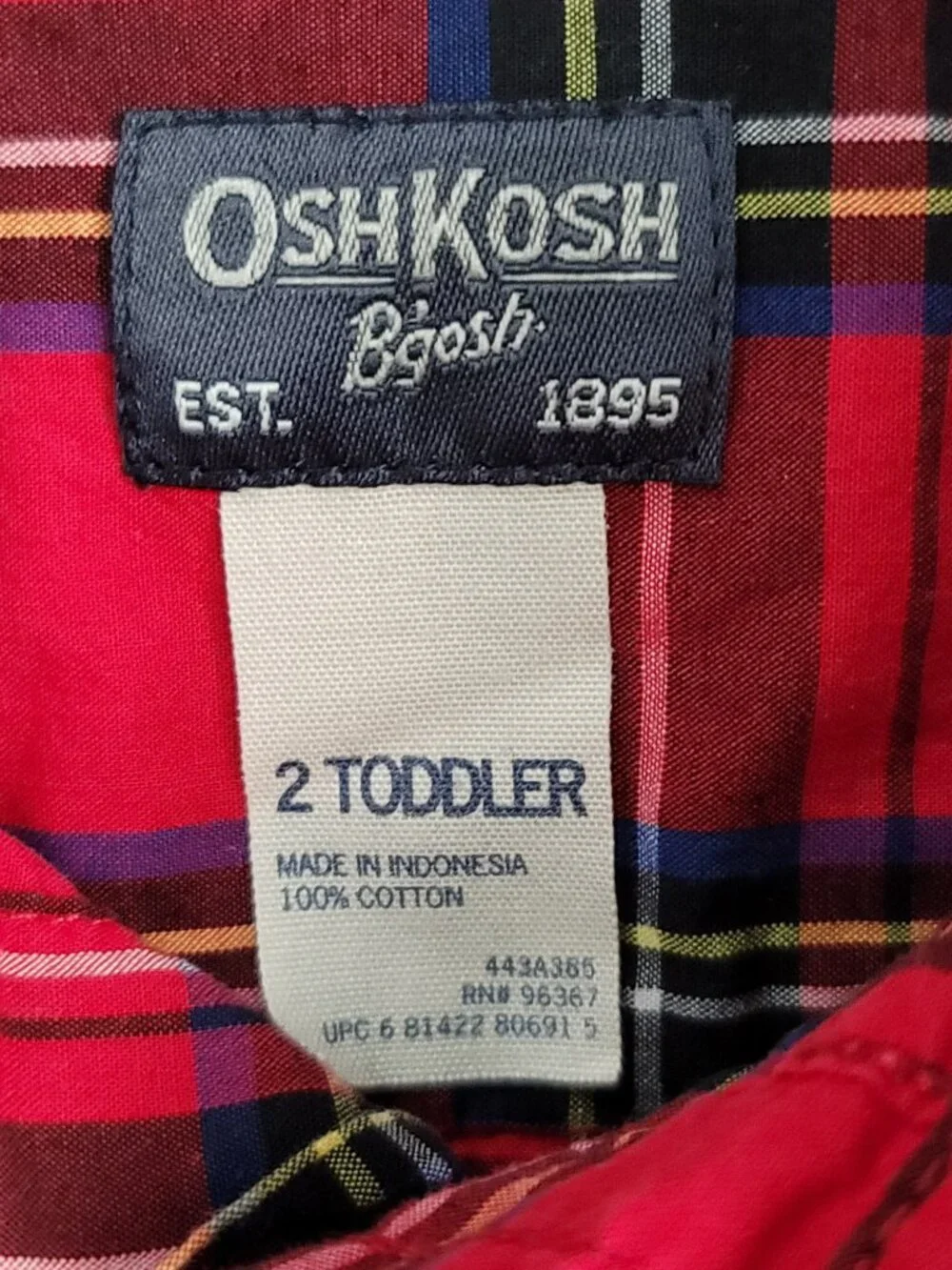 Oshkosh Red Plaid Button Down Shirt 2 Toddler
